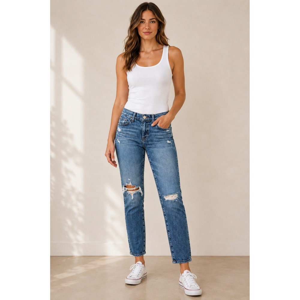 AG Adriano Goldschmied Ex-Boyfriend Slim Distressed Jeans 24R Blue